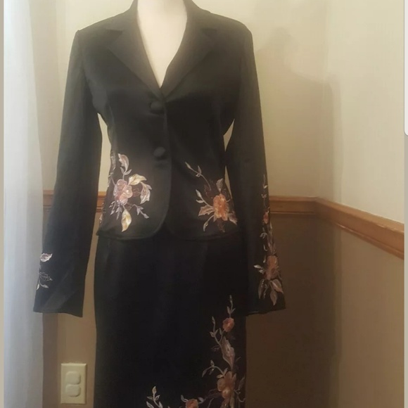 Adrianna Papell Evenning skirt and jacket Suit Floral Embroidered Set  Size 8 - Picture 12 of 12